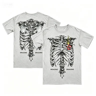 Feel It in My Bones Skeleton Tee Imagine Dragons Graphic Men Women Oversized Y2k Casual Cotton Loose Harajuku Male Clothing Tees