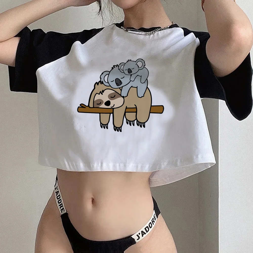 Sloth korean fashion gothic  crop top Female Harajuku kawai cyber y2k crop top tee