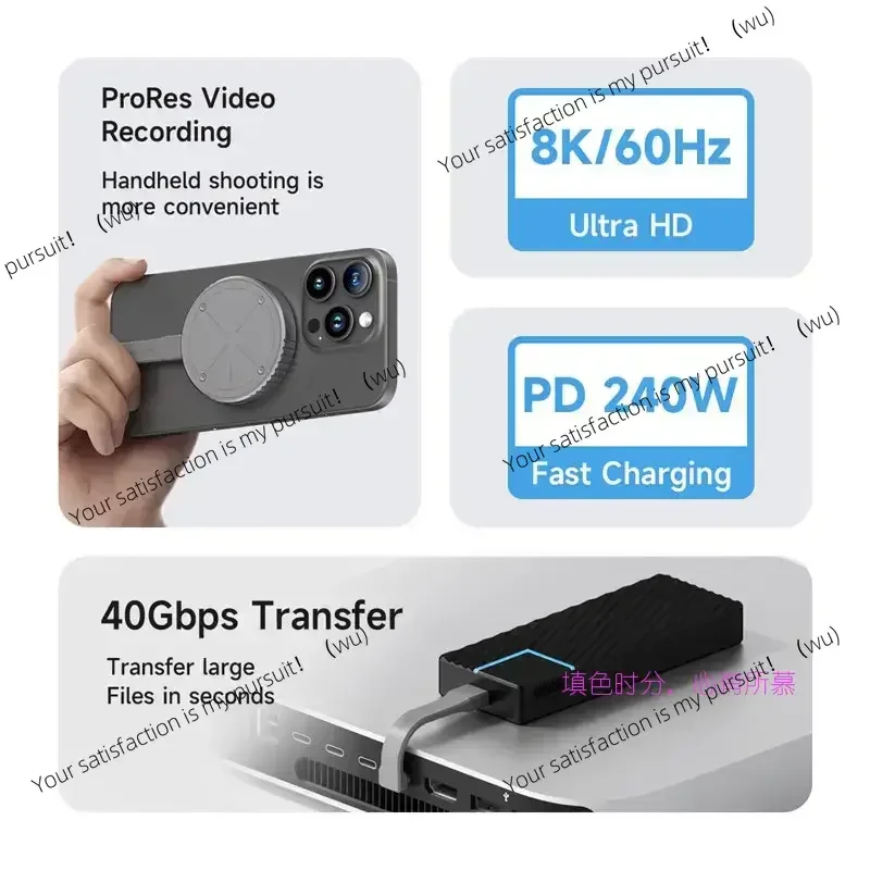 Short/long Usb4 Cable 240w Fast Charging U-shaped Usb C Cable 40gbps 8k Video For Iphone 16 15, Ipad, Ssd Thunderbolt 4/3 Hub