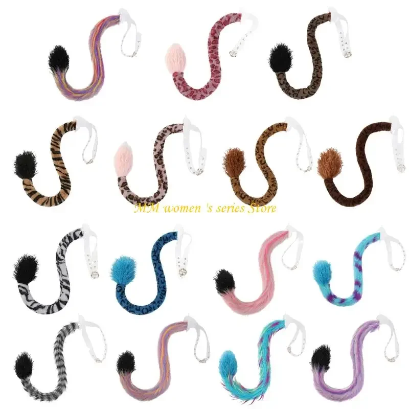 

Q39C Furs Wolf Foxes Cats Tail Halloween Cosplay Costume Adjustable Furry Foxes Tail