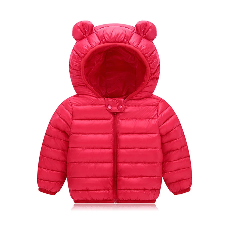 2024 Autumn Winter Children Hooded Down Cotton Jacket Baby Boys Girls Solid Color Cotton-padded Clothes Baby Light Thin Coat