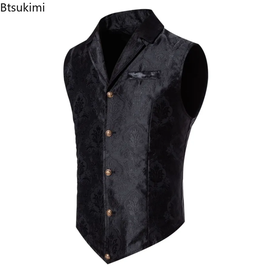 2025 High End Jacquard Fabric Men's Sleeveless Suit Vest Fashion Slim Wedding Party Stage Performance Dress Vests Male Waistcoat