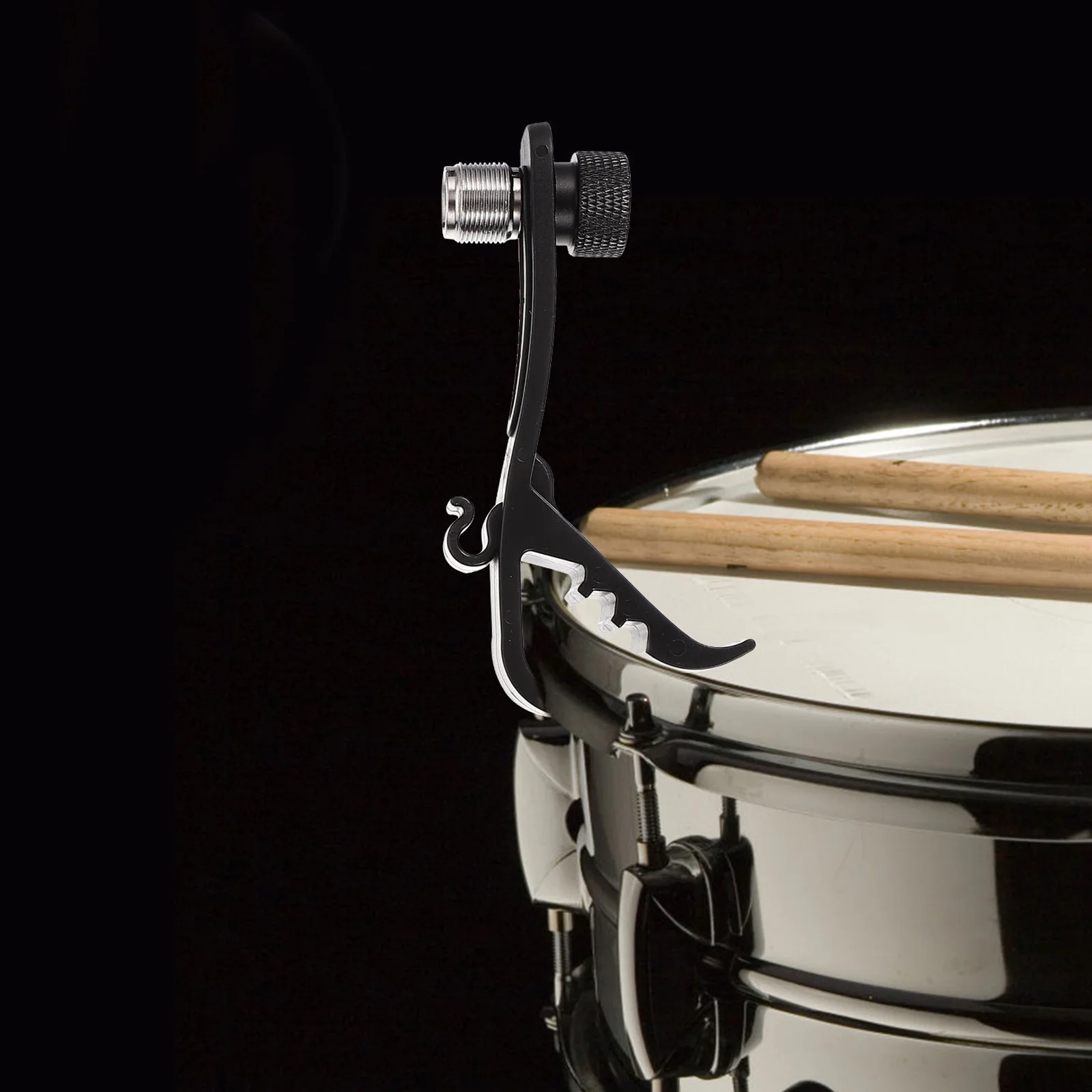 

Mic Rim Snare Mount Clamp Black Plastic Drum Clip with 3 Groove Points for Easy Positioning on Tom Drums Drum Clip