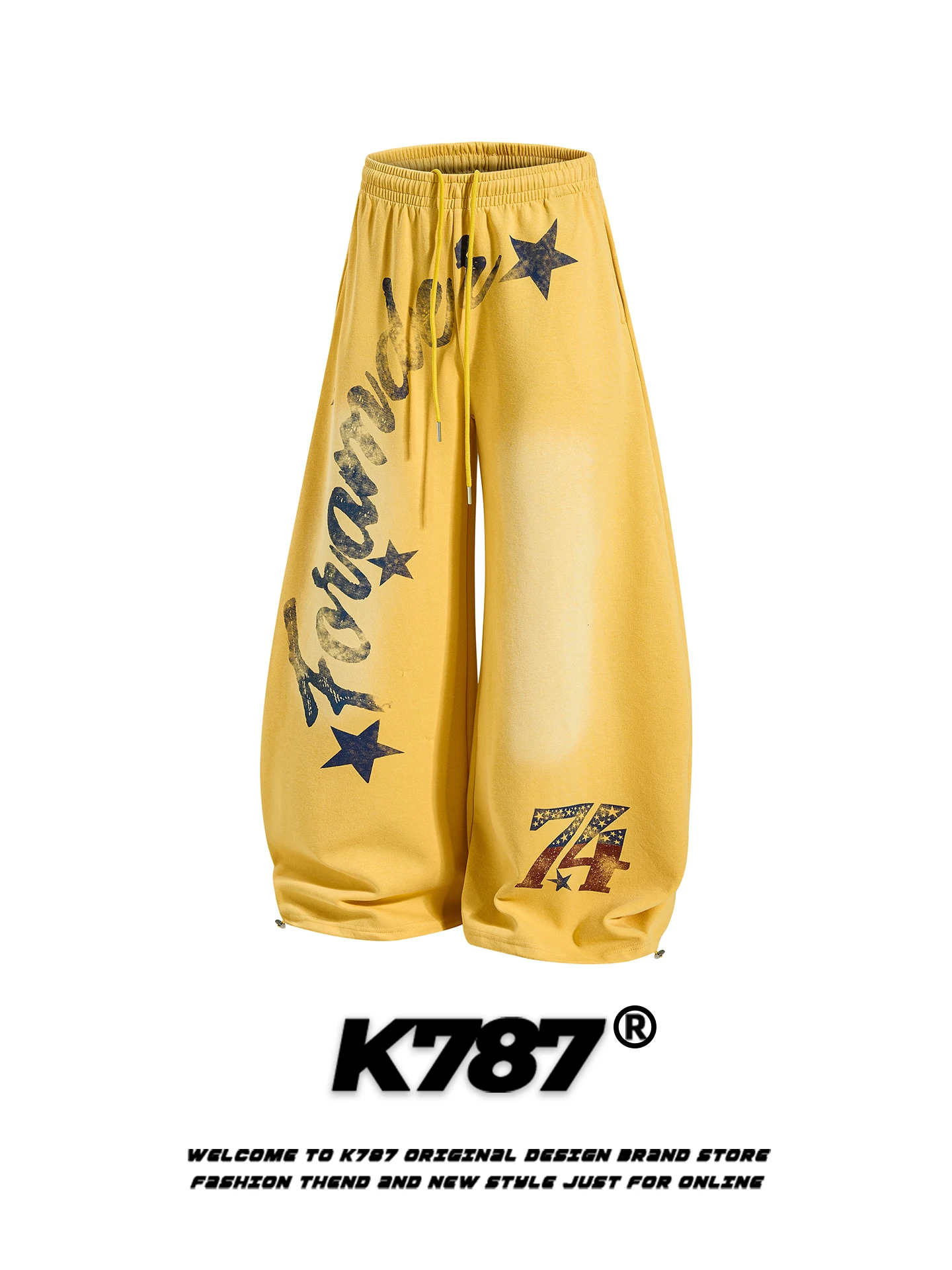 

Мужские и женские брюки в американском стиле K787, свободного кроя, с принтом, высокая талия, широкие штанины, для танцев.