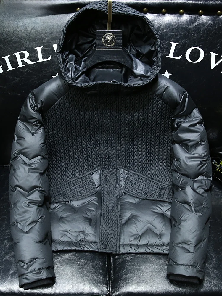 

Ele Мужское пуховое пальто Jaet с капюшоном Du Feather Warm Simple Faion Urban Sle White Du пуховое пальто Молодежная верхняя одежда на молнии Clo...