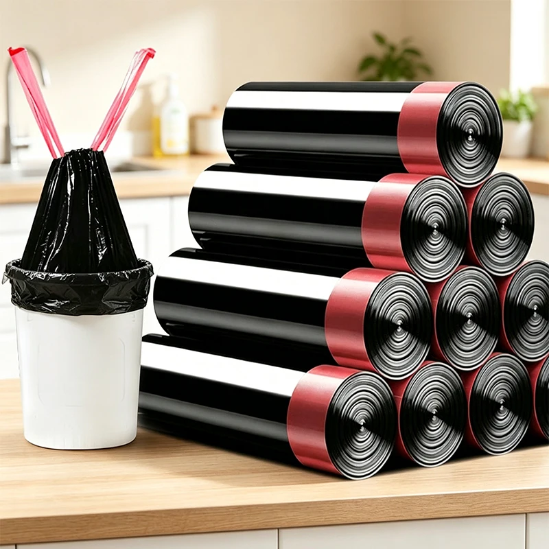 75pcs Kitchen Drawstring Trash Bags Portable Disposable Garbage Bags Handheld Waste Bin Liners Household Waste Storage Bags