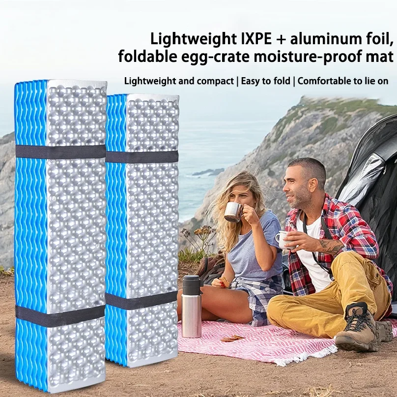 Image of Aluminiumfolie Eierkarton-Schlafmatte Verdickte Isolierte Campingmatte Tragbare Faltbare Reisematte für Wandern Rucksackreisen Zelt
