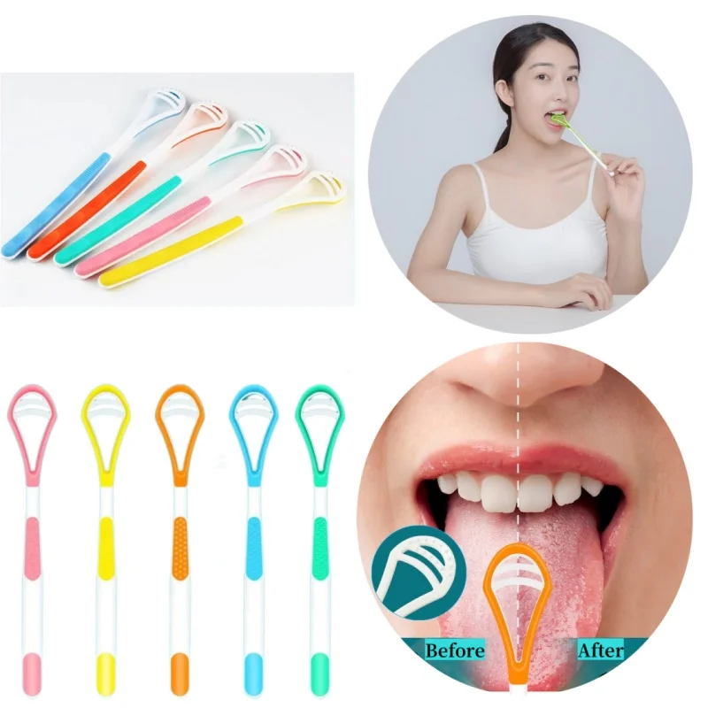 舌コーティングブラシ 舌スクレーパー、クリーナークリーニングブラシ、ケア歯ブラシ両面舌スクレーパー、1個