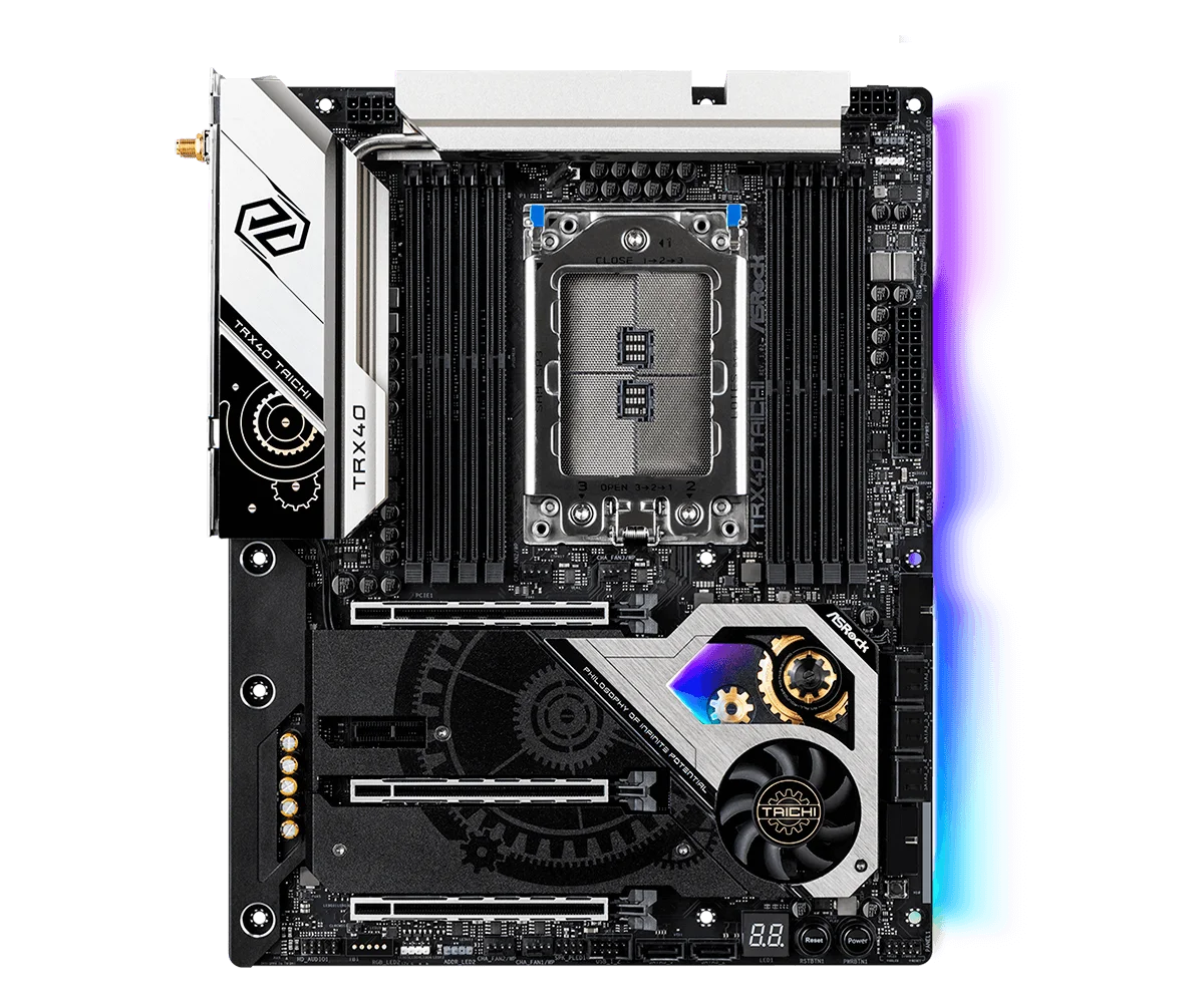 Imagem -02 - Suporte para Placa-mãe Asrock-taichi Tomada Cpu Trx4 Amd Trx40 Ddr4 4666 oc M.2 Pci-e 4.0 Nvme Ssd Atx 3970x 3990x 3960x