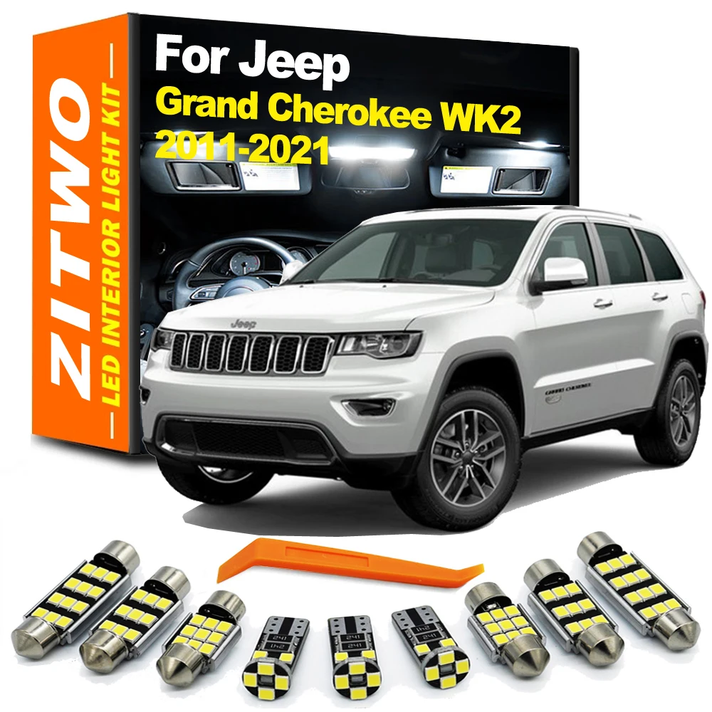 ZITWO 15Pcs For Jeep Grand Cherokee WK2 2011- 2016 2017 2018 2019 2020 2021 LED Bulb Interior Vanity Mirror Light Trunk Lamp Kit