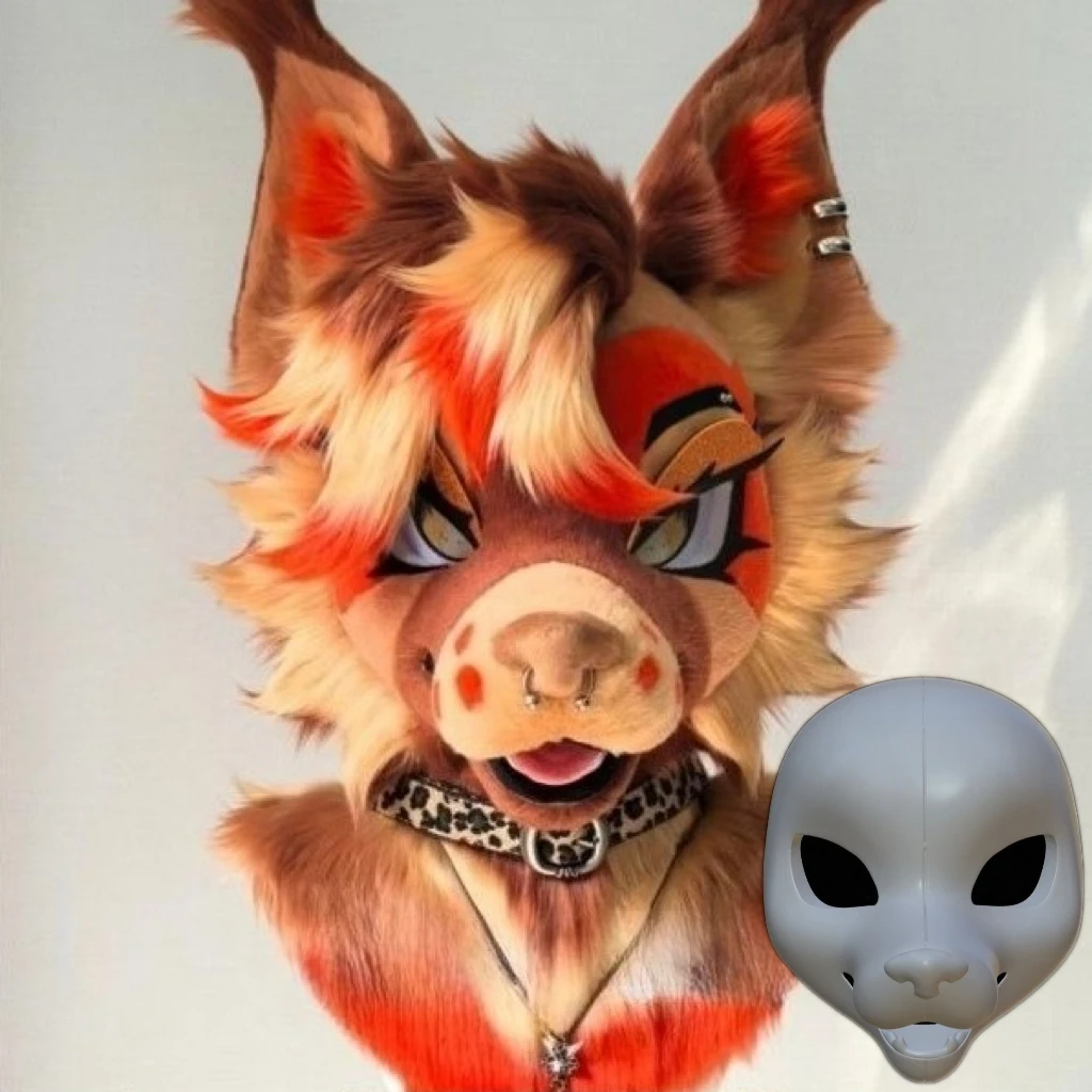 American Style Animal Costume Skull Long Snouted Dog Fox Skull Animal Head Shell Furry 3D Printing DIY Anime Accessories Props