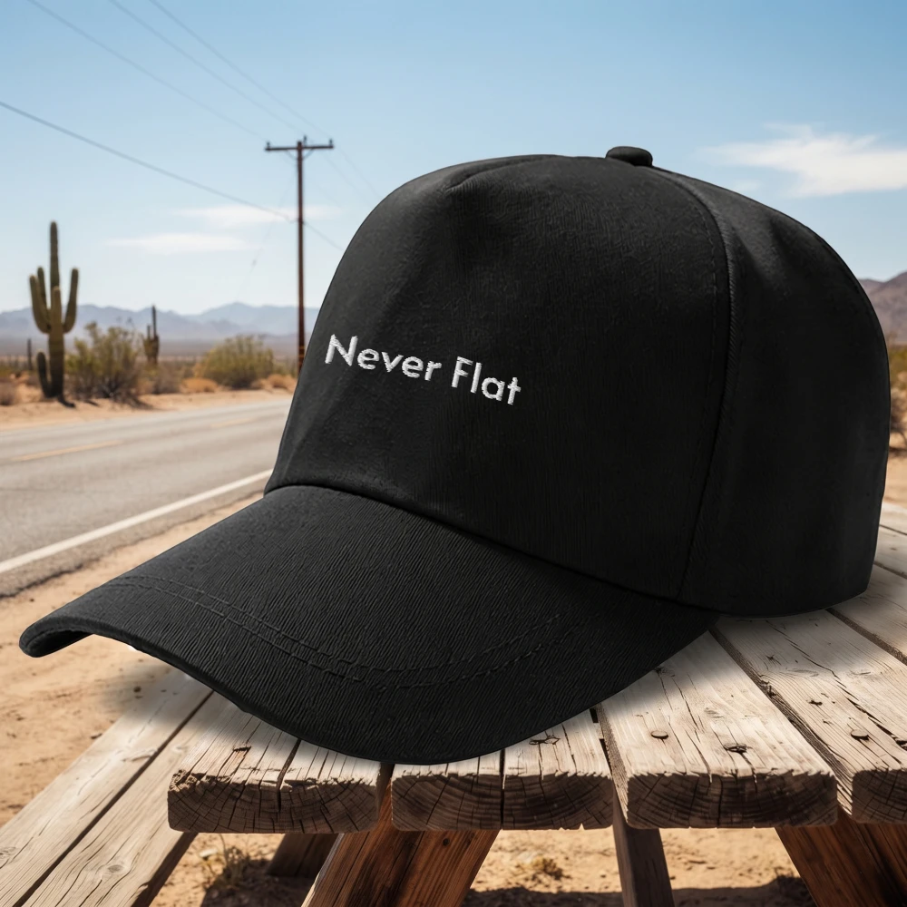Never Flat Funny Meme Graphic Printed Baseball Cap Novelty Joke Duckbill Hat Adjustable Casual Dad Hat for Men Women Casquette