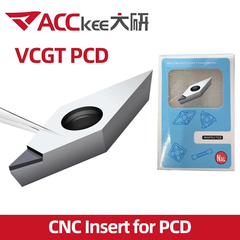 ACCKEE VCGT160402 VCGT160404  VCGT160408 Wkładka diamentowa VCGT PCD Frez trzpieniowy ze stopu aluminium CNC Tokarka CBN z węglika AL