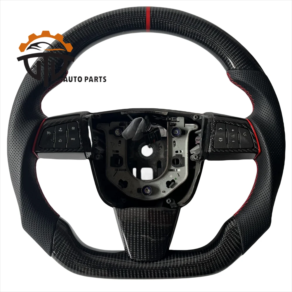 

Replacement Real Glossy Carbon Fiber Steering Wheel With Perforated Leather For Cadillac ATS