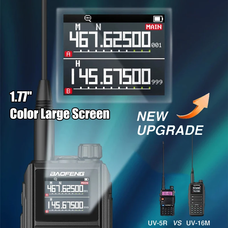 BAOFENG UV-16M Walkie Talkie Wirless Copy Frequency Mulit Band AM/FM Waterproof 999CH Radio bidirezionale Type-C UV16 Max nuovo aggiornamento