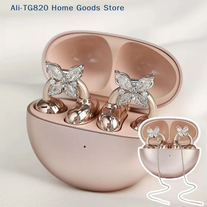 [TG820]Trendy Butterfly Rhinestone Earbud Charms Earphone Clips For Open Ear Wireless Earbuds Jewelry Decoration For Girls Gift