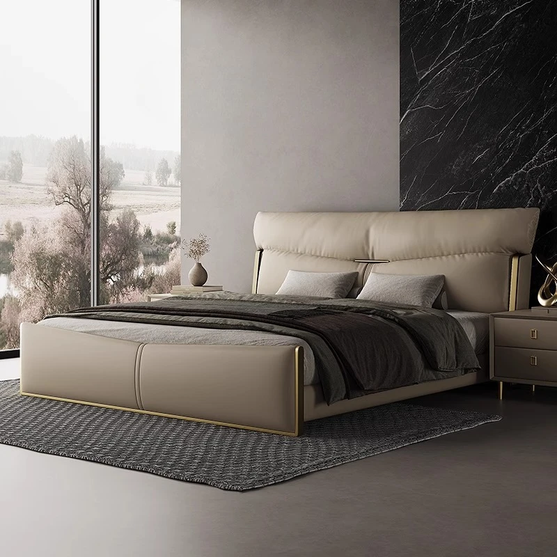 

design luxury bed bedroom king size modern sofa wooden Massage leather Bed platform sleeping letto matrimoniale home furniture
