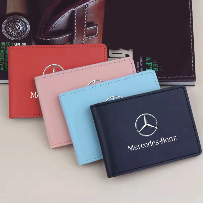 PU Leather Car Driving Documents Case Credit Card Holder For Mercedes Benz W211 W203 W204 W210 W124 AMG W202 Benz Car Accessorie