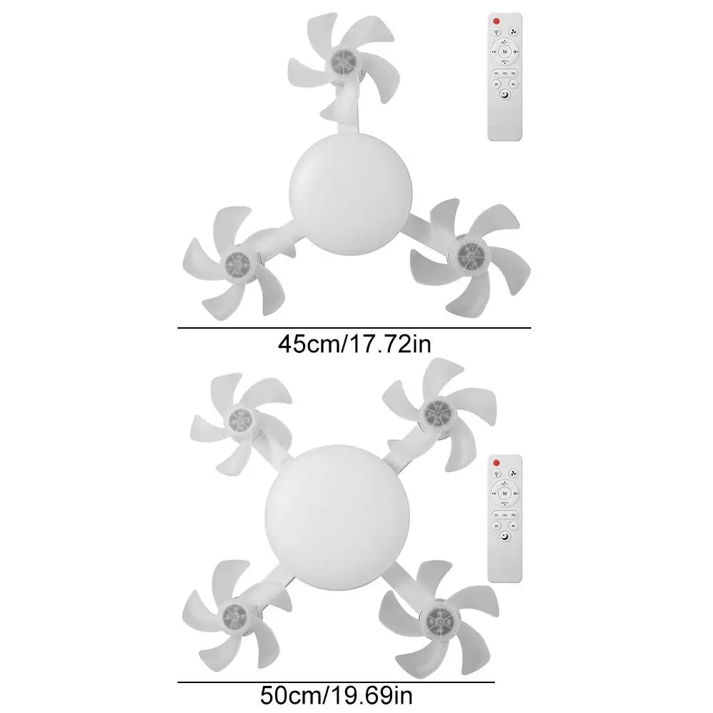 2 in 1 Ceiling Fan 3 Gears Dimming Remote Control Electric Cordless Fan Quiet Universal Hanging Fan with LED Light Dining Room