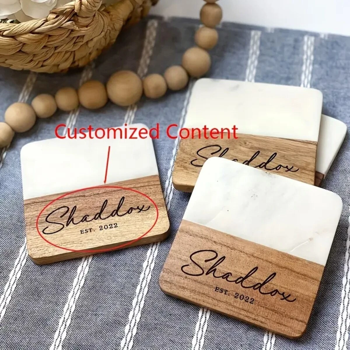1pc Marble Coasters,Beautiful Gifts For Bridal Party,High-End Table Decorations,Custom Bridesmaid Coaster,Exquisite Gift Coaster