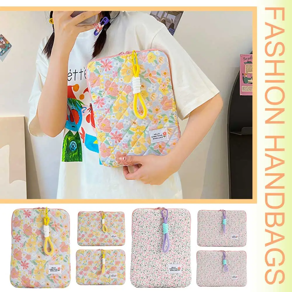 11/13/15 In Laptop Carrying Case Shockproof Floral Tablet Sleeve Case Quilted Computer Cover Bag for School Work Business