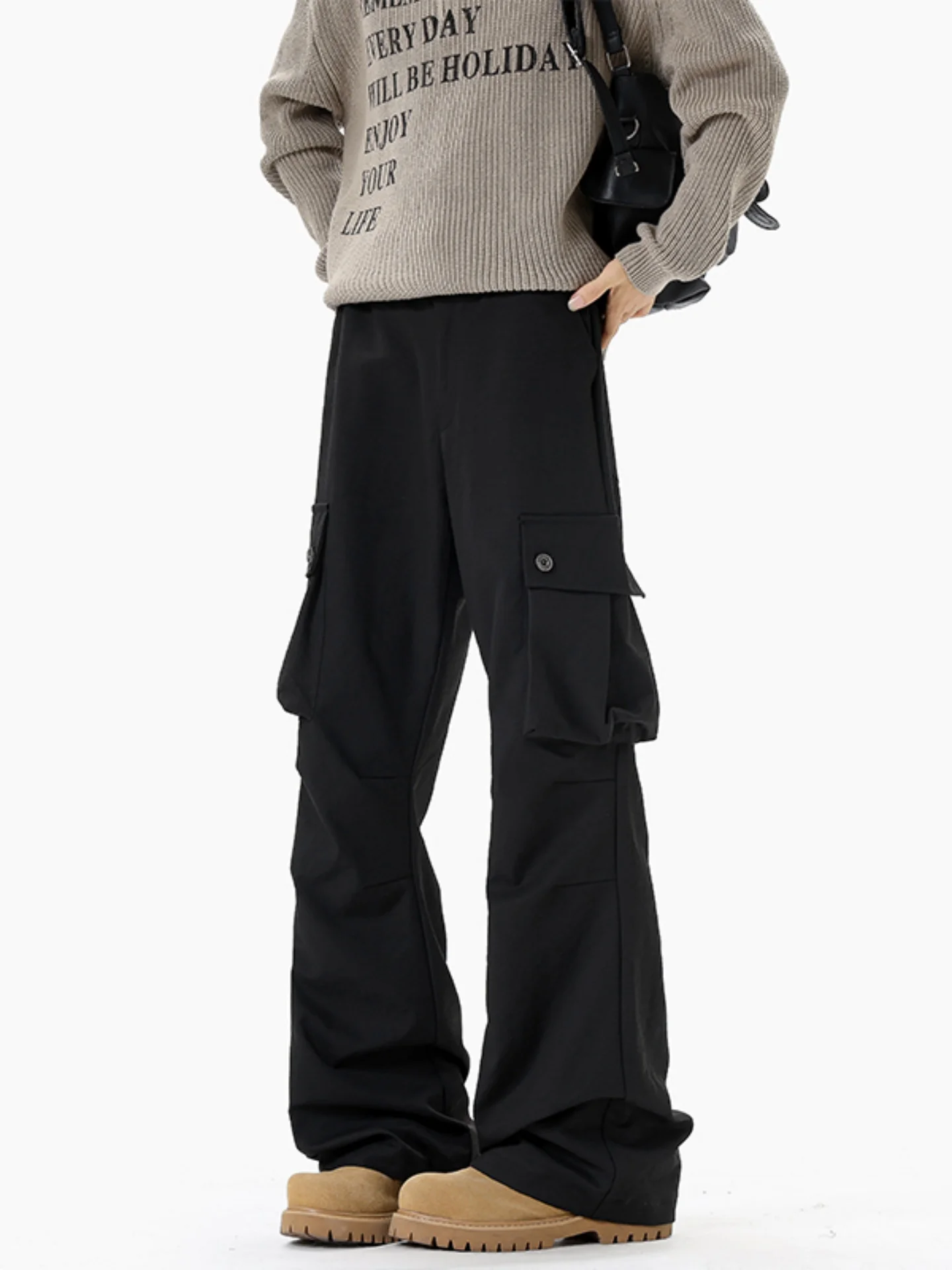 

Мужские рабочие брюки American Sle: свободные повседневные брюки-парашютисты с отворотами, прямые брюки-клеш для осеннего сезона