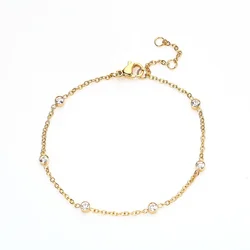 New Shinny White Zircon Charm Bracelet Women Luxury Stainless Steel Metal Bracelets Jewelry Wedding Party Gift