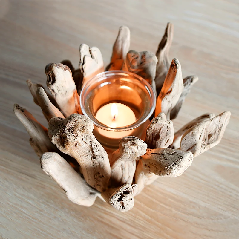 

European Style Wooden Candle Holders Candle Light Stand Romantic Candlelight Dinner Accessories Home Decoration Small Ornaments