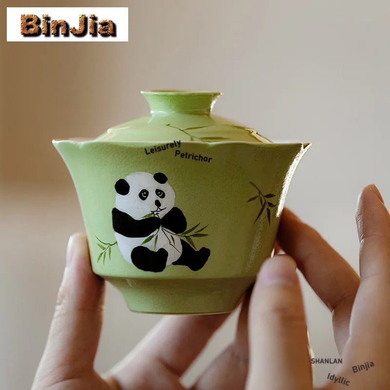 140ml Hand-painted Panda Gaiwan Zen Tea Tureen Tea Bowl With Lid Kit Tea Brewing Cover Bowl Teaset Accessories Decoration Gift
