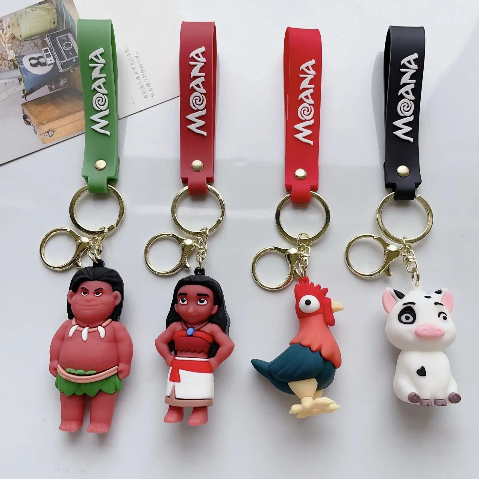 Moana Keychain Cute Silly Chicken Moana Maui Key Chain Men's And Women's Bag Pendant Wholesale Cartoon Keychains Car Charms Back