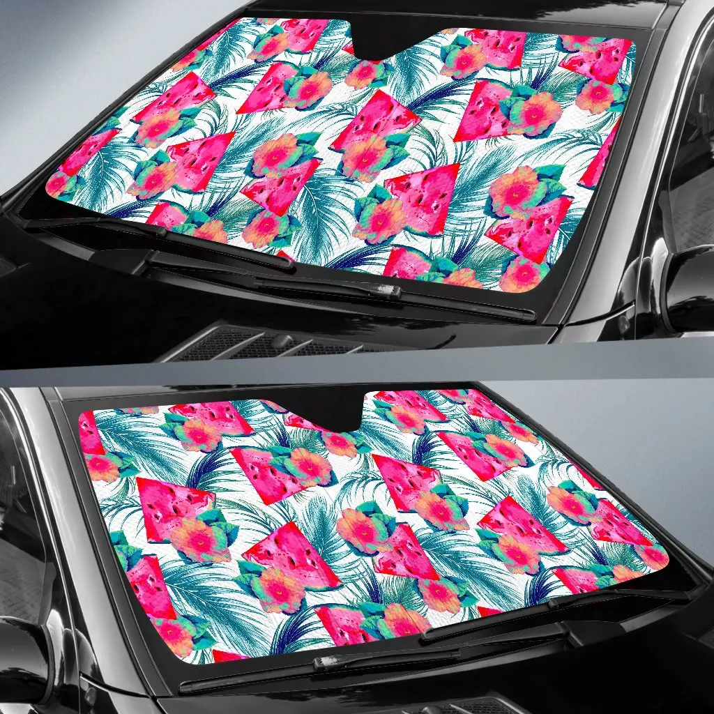 Watermelon Teal Hawaiian Pattern Print Car Sun Shade