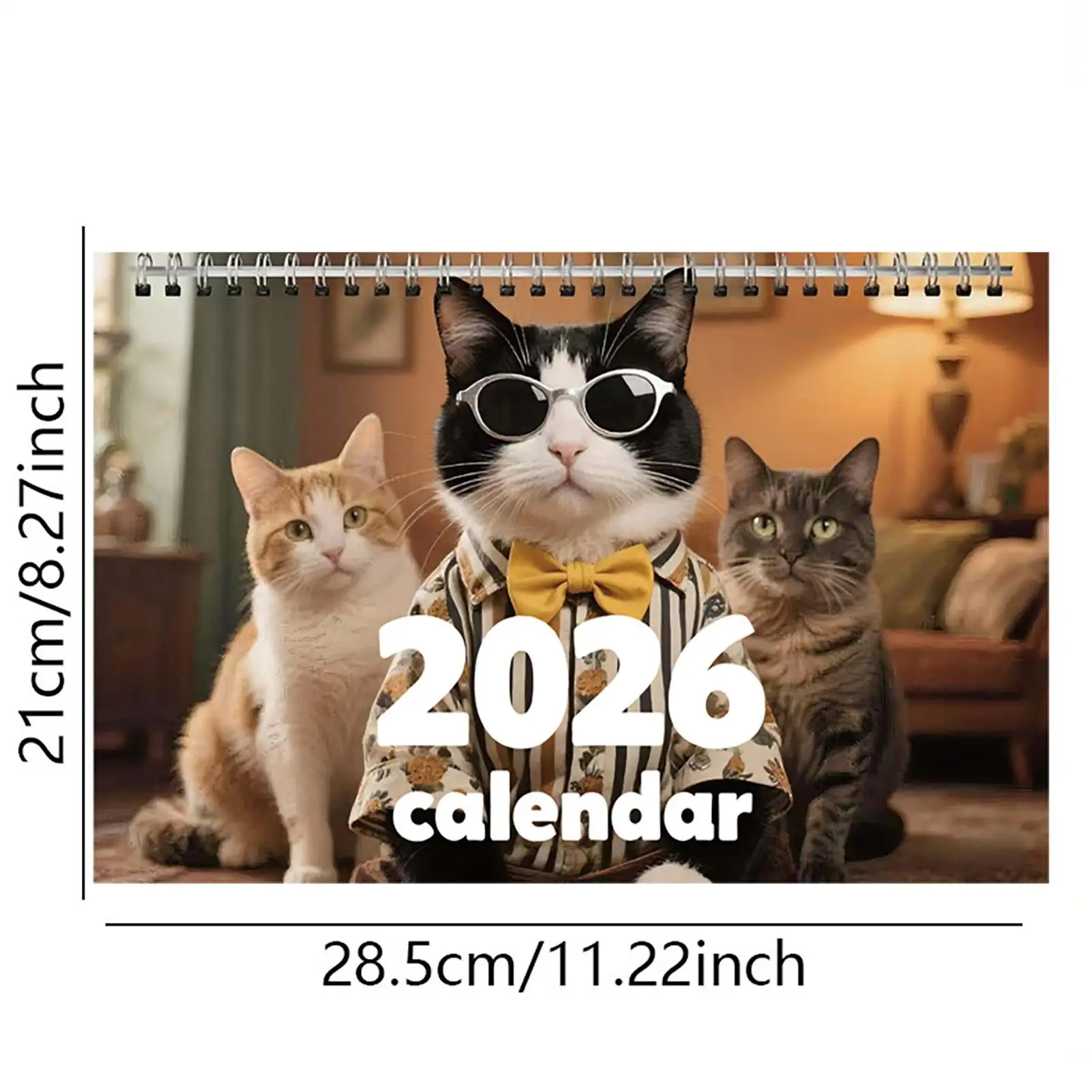Cat Wall Calendar 2026 Cool Cat Monthly Calendar For Office January December 2026 Coil Binding Planner For Family Wall Office