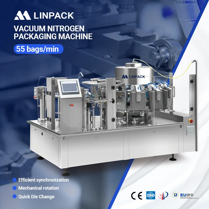 LINPACK High Efficiency Full Automatic Multi-Function Packaging Machines Nitrogen Vacuum Packing Machine for Puffed Food Biscuit