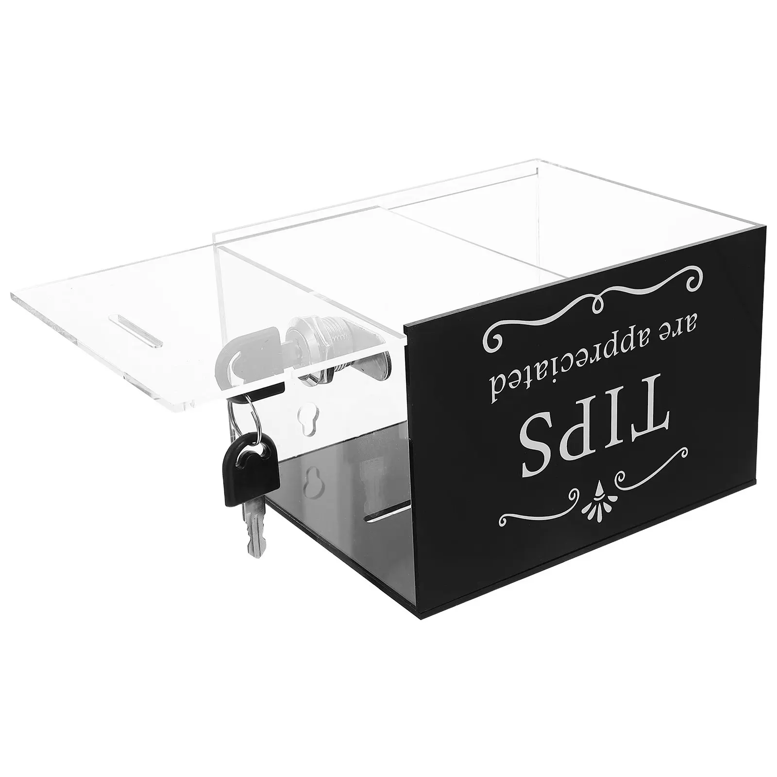 Premium Acrylic Tip Jar Lockable Slot Money Container for Tips Donations Savings Restaurants Cafes Bars Suggestion Box with Slot