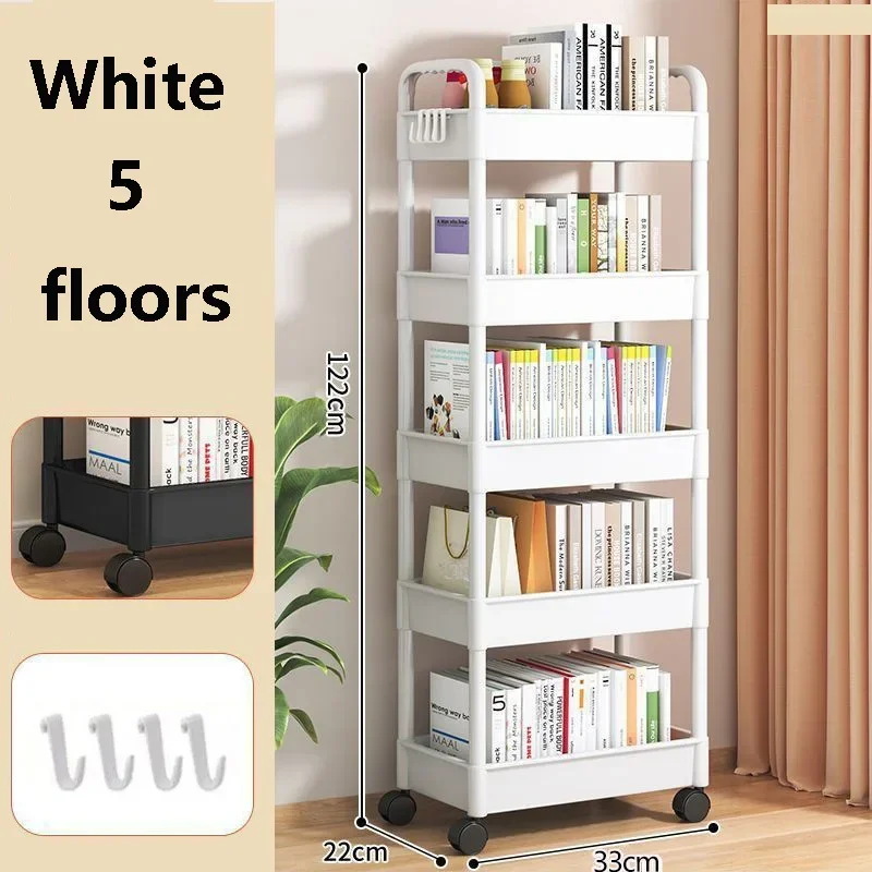 Mobiles Lagerregal, Trolley-Organizer, Haushaltsküche, multifunktionaler Wagen mit Rädern, Wohnaccessoires, mehrstöckiges Bücherregal