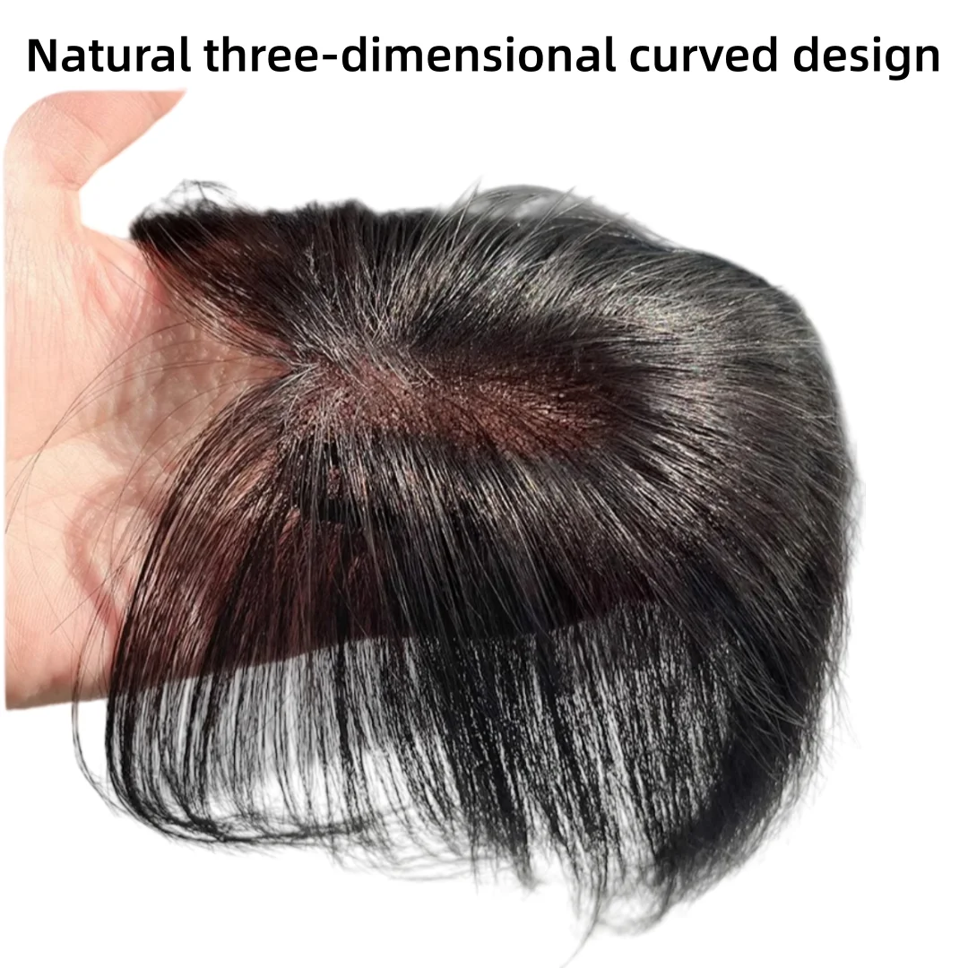 7x11cm Ultra-Thin Mesh Hair Toppers Clip-In Bangs Human Hair Fluffy Volumizing Cover Gray Hair Invisible Natural Women Daily