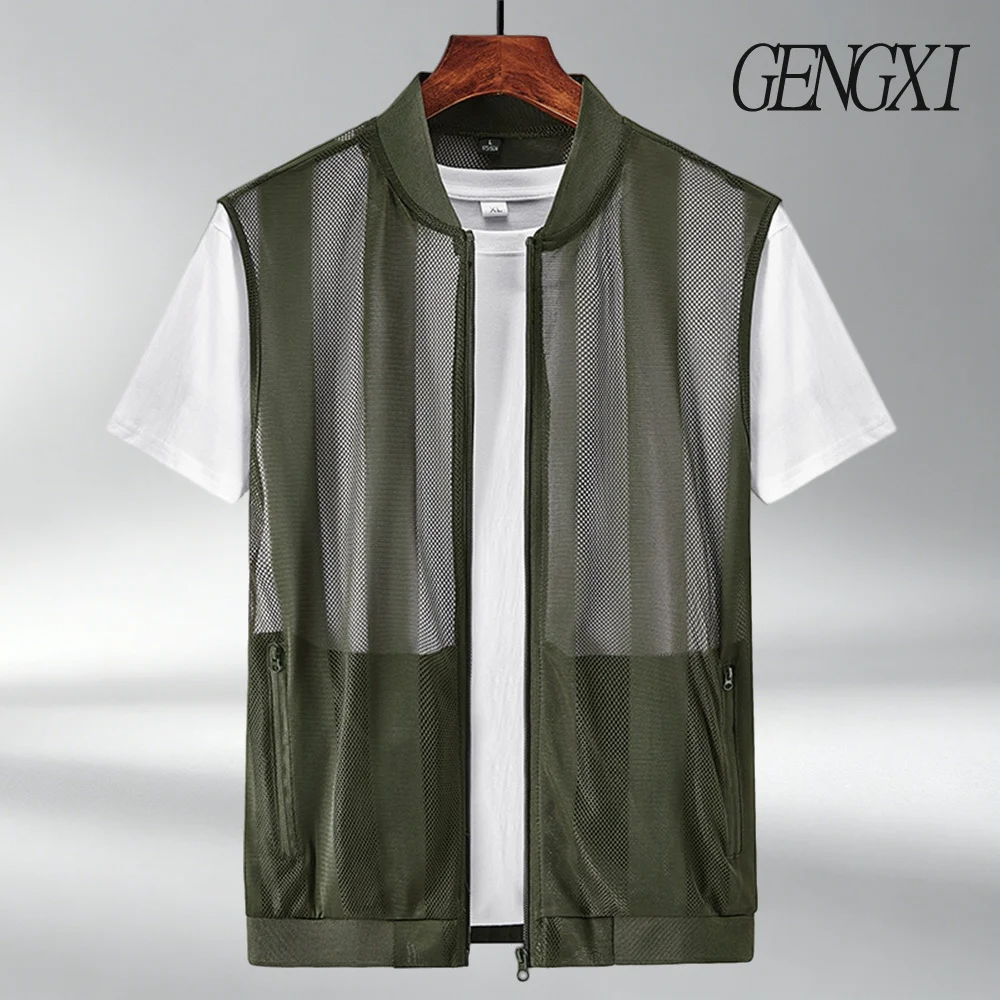 

Summer Mesh Quick-Dry Vest; Men’s Breathable Multi-Pocket Hiking and Fishing Vest; Work Short-Sleeve Jacket; Men’s Outerwear