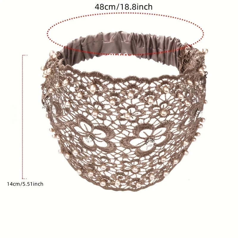 [For Travel Use] 5pcs Random Color Hollow Out Rhinestone Lace Headband | Covering White Hair, Retro Style, Suitable for Travel a