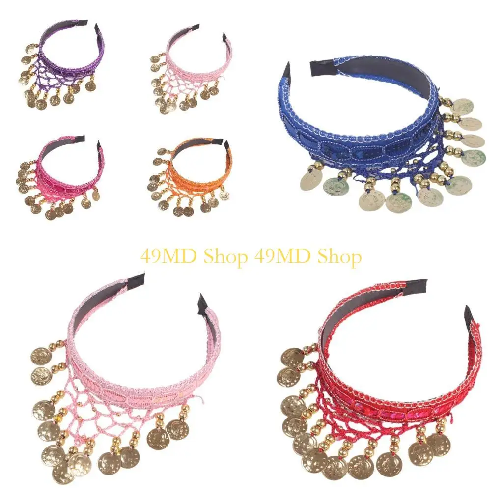 

49MD Traditional Festival Gold Coin Hairband for Cultural Event Stage Performances