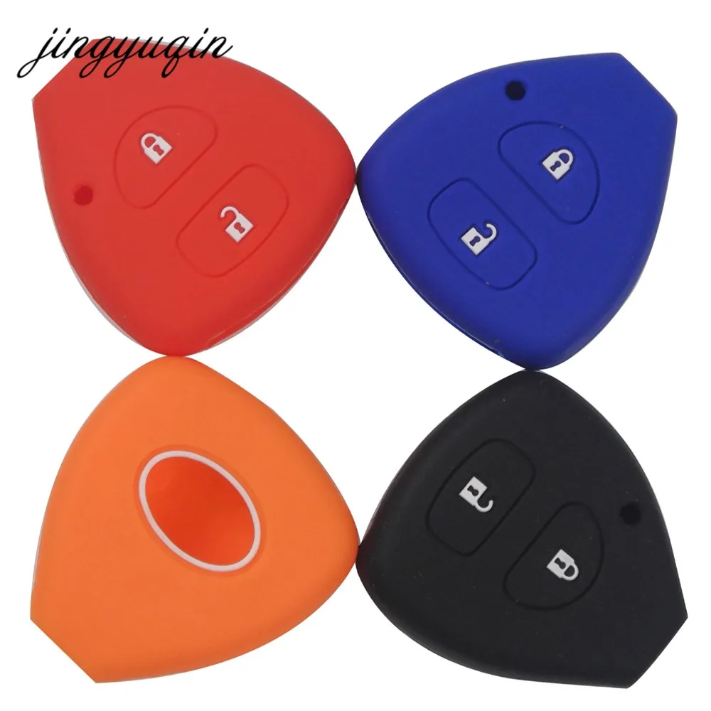 jingyuqin 10pcs/lot 2 Buttons Silicone Car Key Case Cover For TOYOTA Corolla Hilux Vitz Rav4 Aqua Camry