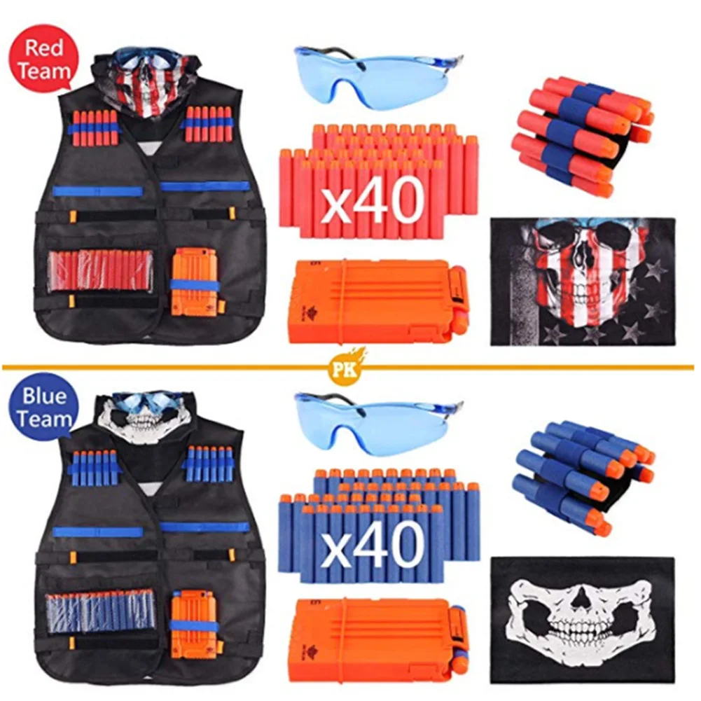 Kit de traje de chaleco para niños, conjunto de balas suaves para exteriores, soporte para camiseta interior Nerf, organizador de revistas, chaleco de entrenamiento de caza