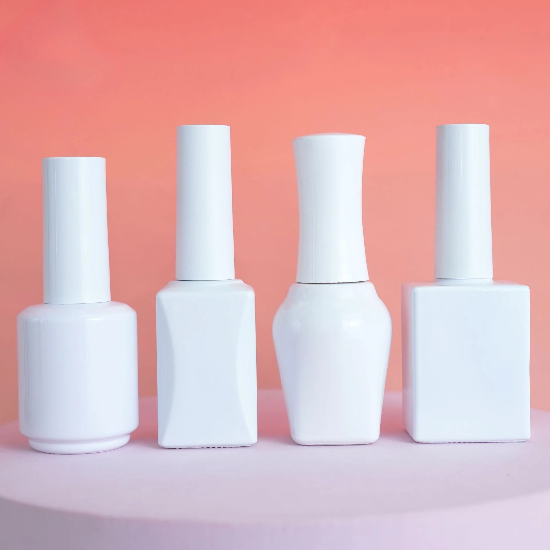 1 Uds. Botella de esmalte de uñas de 12ml y 15ml, botella de Gel de uñas vacía negra/blanca con cepillo, Vial contenedor de belleza de uñas de plástico