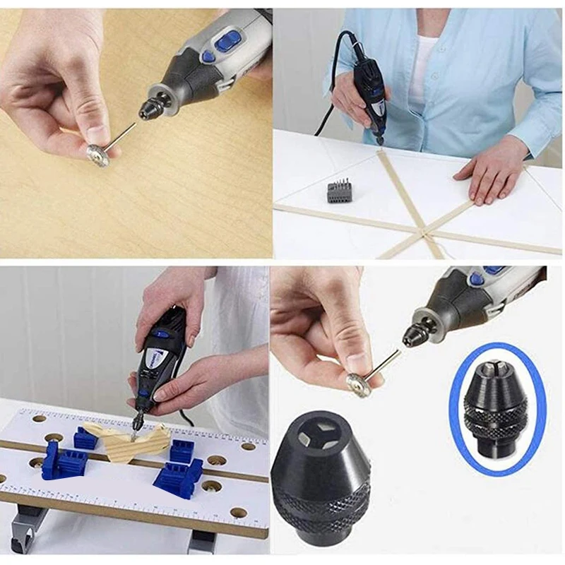 หัวจับดอกสว่านอเนกประสงค์ขนาดเล็กอเนกประสงค์สำหรับเครื่องบดไฟฟ้า Dremel ขนาด0.4-3.2มม. 5ชิ้น