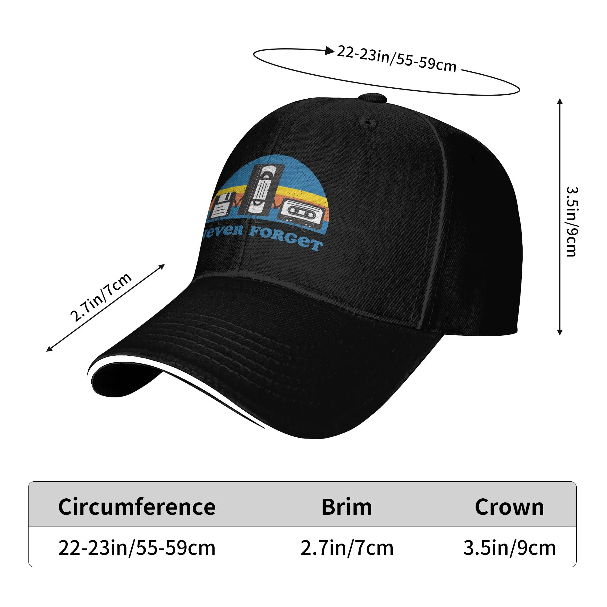 Never Forget Audio Cassette  Baseball Cap  Outdoor Sports Wholesale Trucker Hat Female Male Streetwear Design Baseball Caps