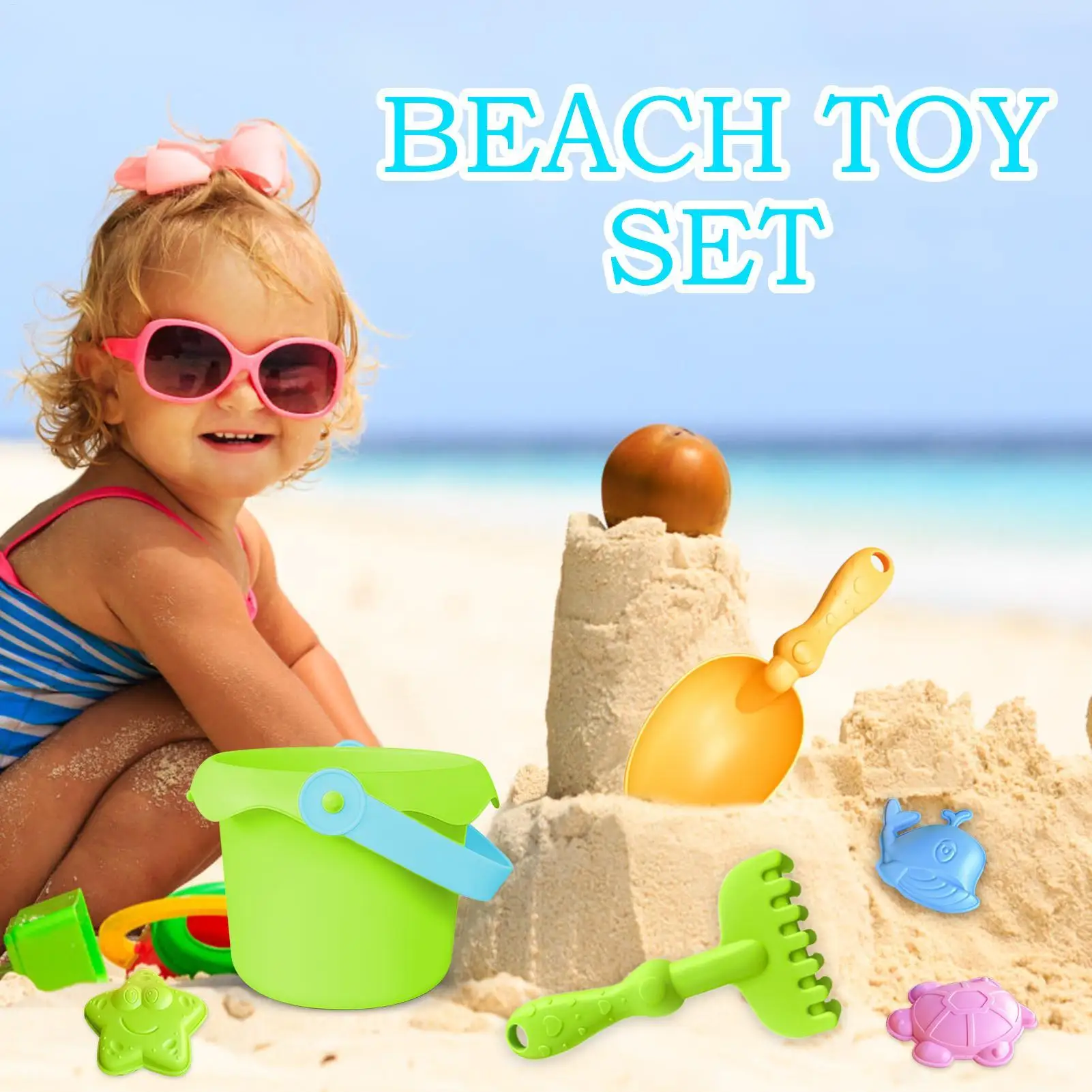 Beach Toys Set Kids Sand Toys For Beach Hot Weather Supplies Portable Sandbox Castle Building Kit For Kindergarten Indoor