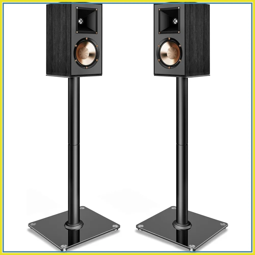 

30.1" Floor Speaker Stands Pair, 55 LBS Capacity, Cable Management, Large Base, Black