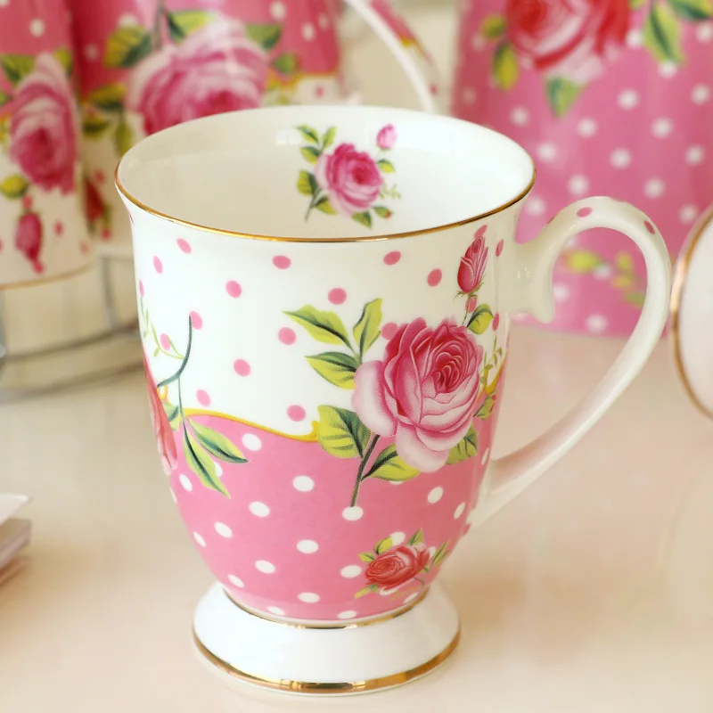 

Bone China coffee cup floral painting breakfast milk cup high-grade Phnom Penh ceramic goblet feed drinking cup.