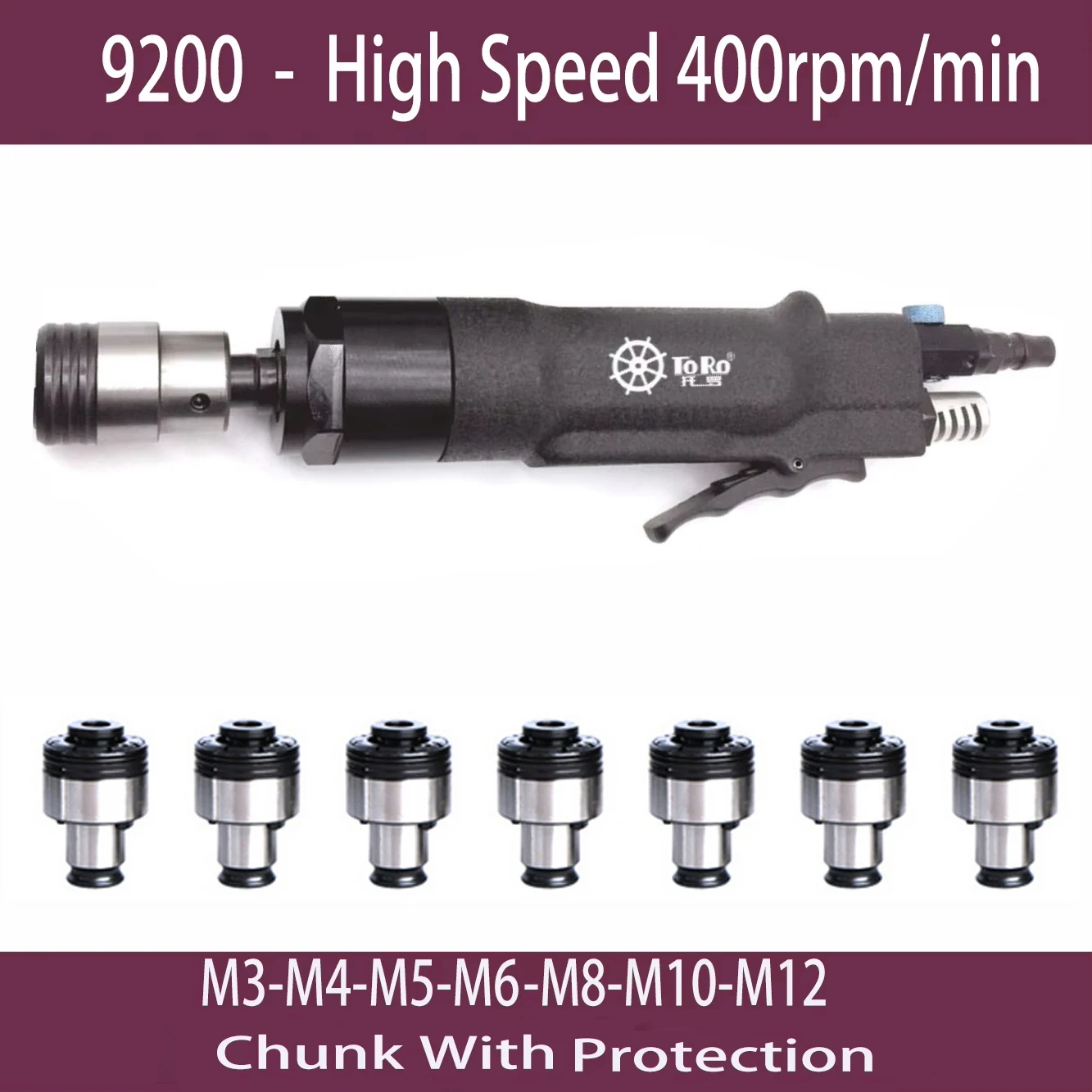 آلة التنصت المستقيمة الهوائية M3-M12 أداة طاقة الهواء ذات الرأس الواقي لأدوات الخيط الدقيقة للهندسة والحفر #6