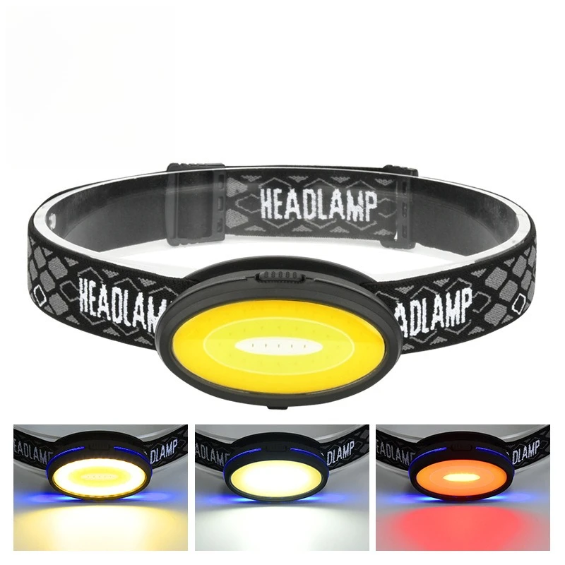 

COB мини-маленькая фара TYPE-C с зарядкой, теплый свет, белый, красный свет, походный ночной бег, свет для верховой езды