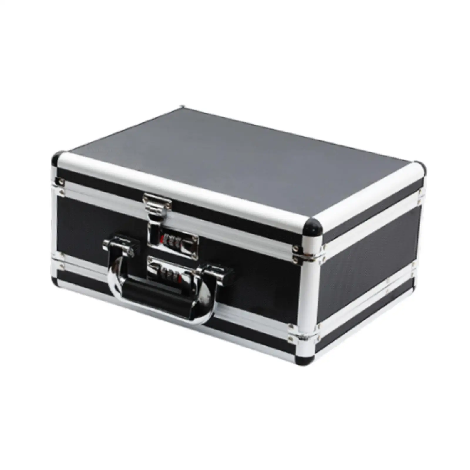 Secure Aluminum Alloy Tool Box Instrument Storage Case Sponge Lined Password Organizer for Office and Home